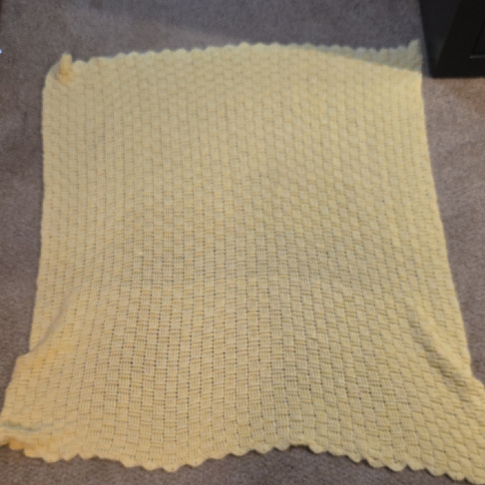 Cozy Yellow Hand Knit Baby Blanket